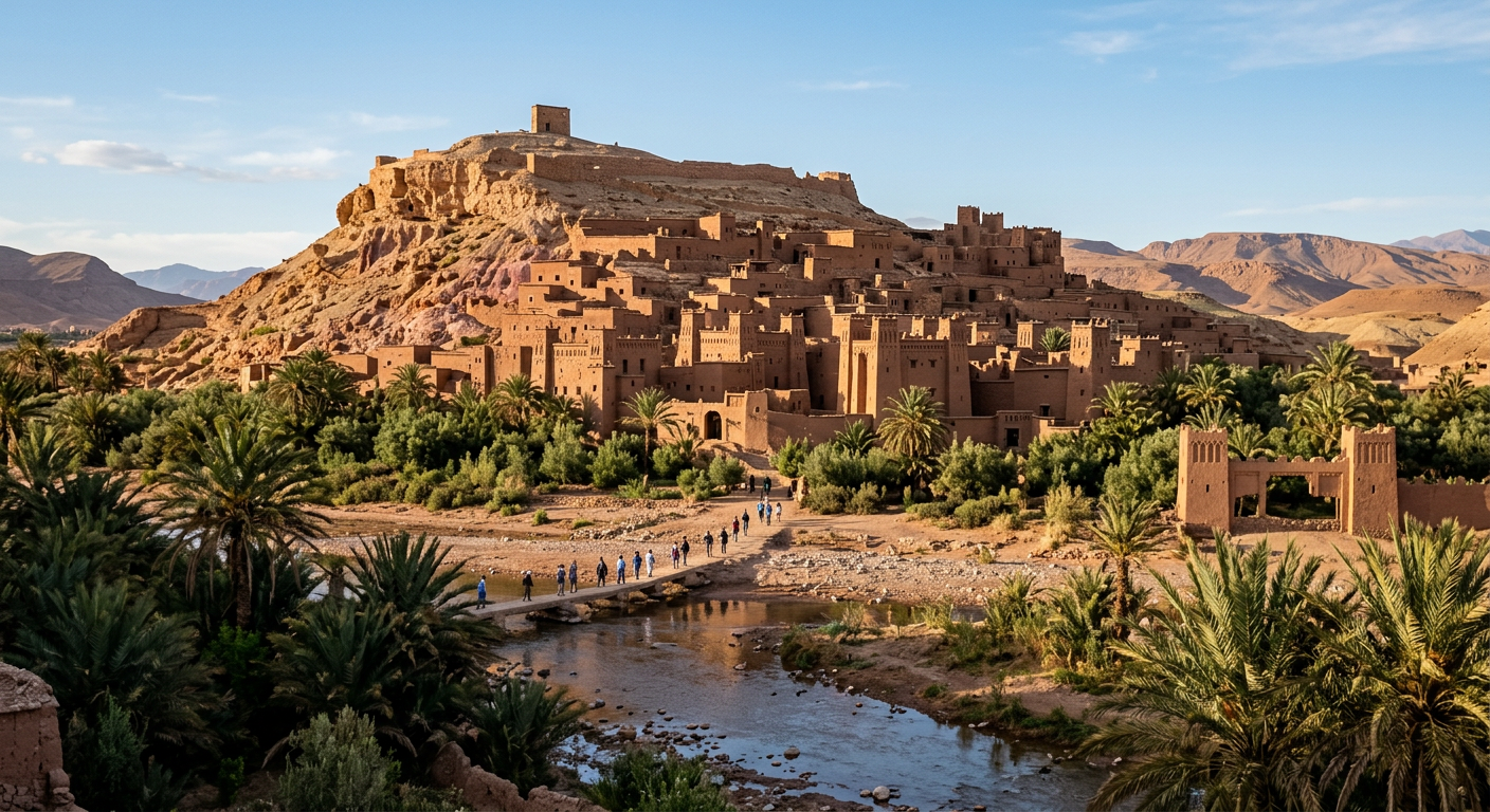 Kasbah landscape near Ouarzazate at the edge of the desert